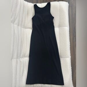 Uniqlo Ribbed Bra Dress - Black Sleeveless Midi Dress